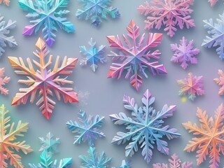 abstract pastel iridescent snowflakes Christmas holographic Colorful rainbow gradient