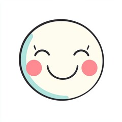 Sticker - drawing showcases a joyful smiling face with charming features in soft pastel colors, set against a clean white background, ideal for playful illustrations