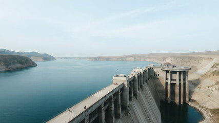  Scenic View of a Large Dam and Reservoir Landscape