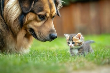 Canvas Print - Dog and Kitten.