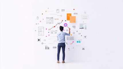 Poster - a designer reviewing ai-generated data-driven design trends to inform their creative direction, ai d