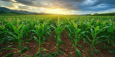 Canvas Print - corn field and sky