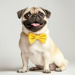 Sticker - Pug in Yellow Bowtie.