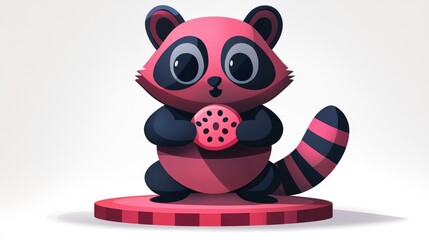 Poster - Cute Raccoon Holding a Cookie