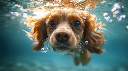 Wall Mural - Dog Underwater Portrait.