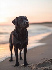 Poster - Black Lab at Sunset.