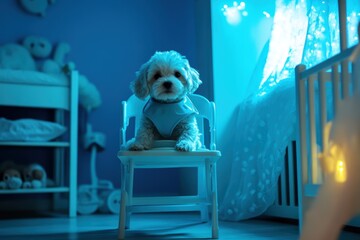 Canvas Print - Puppy in a High Chair.