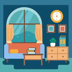 Vector illustration of a cozy cartoon interior 