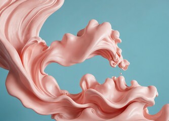 Wall Mural - A pink wave of paint is splashing across a blue background