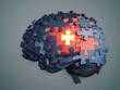 © sorrakrit - A creative representation of brain made of puzzle pieces, featuring glowing piece that symbolizes problem solving and innovation. This image evokes curiosity and inspiration