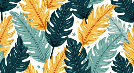 Poster - seamless pattern with feathers