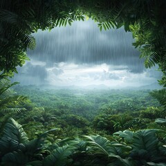 Wall Mural - Tropical Rainforest Under a Rainstorm.