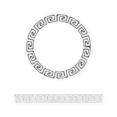 Wall Mural - Greek key meander. Black circle frame vector illustration.