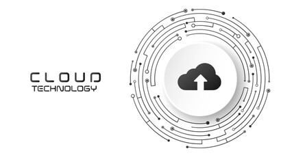 Poster - CLOUD TECHNOLOGY Grey BLACK AND white Abstract technology background,Hi tech digital connect, communication, high technology concept, science, technology background