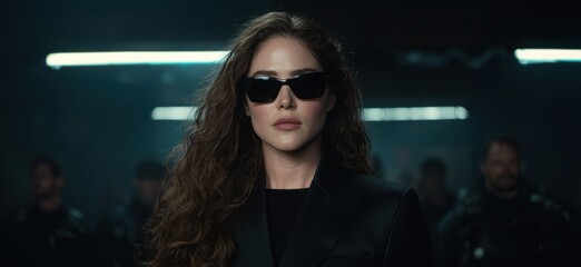 Poster - mysterious woman in dark sunglasses