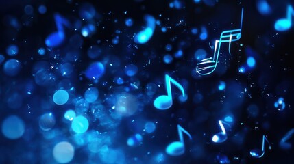Poster - Abstract blue music notes background