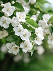 Canvas Print - Blooming white flowers on a tree branch