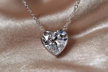 Sticker - heart-shaped diamond pendant on a silver chain