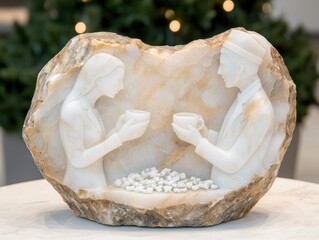 Sticker - Artistic sculpture of two figures inside a geode