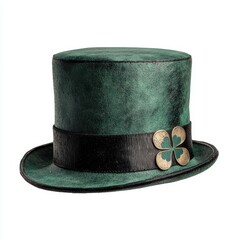 green irish top hat with shamrock accent