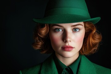 Poster - Pensive woman in green hat