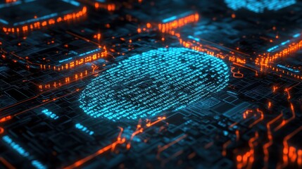 Poster - Cybersecurity digital footprints made of binary code