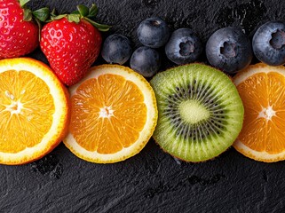 Wall Mural - Assortment of fresh, vibrant fruits