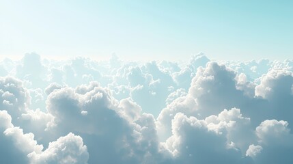 Wall Mural - White Clouds on Blue Sky Wallpaper. Soft, fluffy white clouds floating in a pale blue sky.