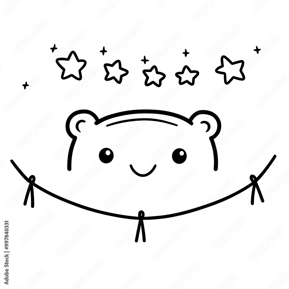 kawaii circus tightrope walkers pole coloring page for kids Stock ...