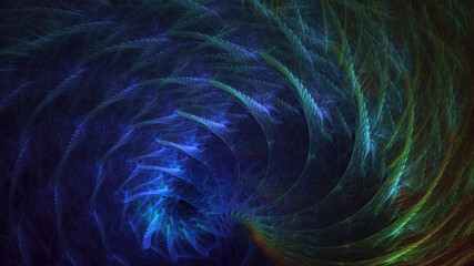 Poster - 3D rendering abstract multicolored fractal light background with bright center. Its not AI Generatd illustration.