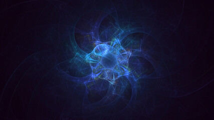 Poster - 3D rendering abstract multicolored fractal light background with bright center. Its not AI Generatd illustration.