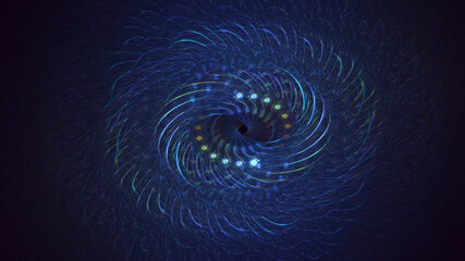 Poster - 3D manual rendering abstract blue fractal light background. Its not AI Generatd illustration.