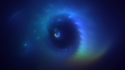 Poster - 3D manual rendering abstract blue fractal light background. Its not AI Generatd illustration.