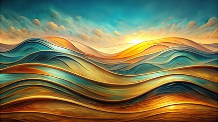 Wall Mural - Evolving abstract art with intricate wavy textures