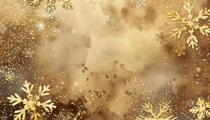 Wall Mural - A painting of a snowy sky with gold flakes and snowflakes scattered throughout