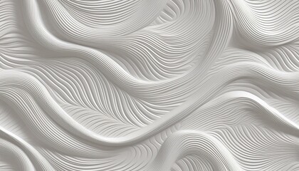 Poster - 3D illustration of white seamless pattern waves light and shadow. Abstract wavy line 3d paper cut white background.
