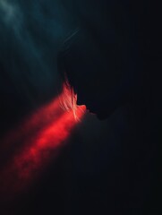 Aufkleber - In a dark room, a lone spotlight highlights a shadowy figure, creating an atmosphere filled with tension and eerie emotions. Generative AI