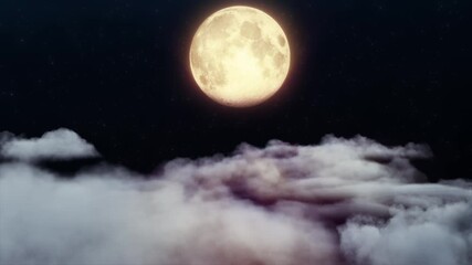 Wall Mural - flying passing night cloud. night clouds and star with the moon in on dark background.