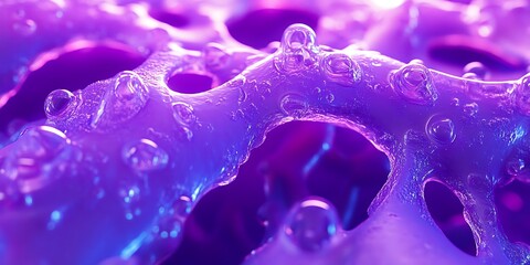 Canvas Print - Abstract close-up of textured purple surface with bubbles.