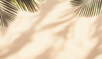 Poster - Palm leaves casting shadows on a tropical sand background