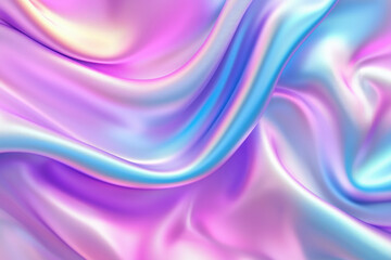 Poster - Smooth pink and blue satin fabric flowing and forming waves