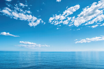Poster - Deep blue sea and cloudy sky on horizon
