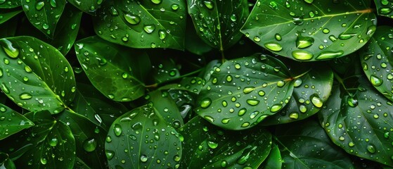 Wall Mural - A lush green plant with droplets of water on its leaves