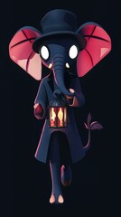 Poster - Elephant Gentleman with Lantern