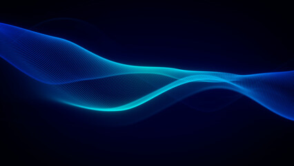 Futuristic Technology Glowing Blue Wave on Dark Background