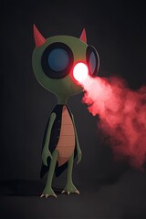 Poster - Cartoon Monster Blowing Smoke