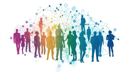 Poster - connecting people icon business network logo social networking communication infographic abstract diversity people silhouette illustration
