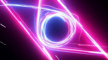 Poster - Electricity creates a vibrant neon circle against a black background, perfect for projects related to technology, energy, and communication. Ideal for dynamic and modern themes