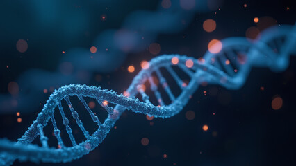 Wall Mural - digital representation of dna strands with glowing nodes symbolizing genetic biomarkers and molecula