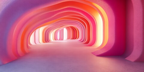 Canvas Print - Abstract colorful interior with flowing shapes and light.